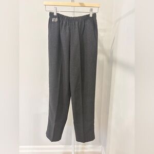 Women's Dark Grey Wide-leg Trousers Pants Stretchy Waistband